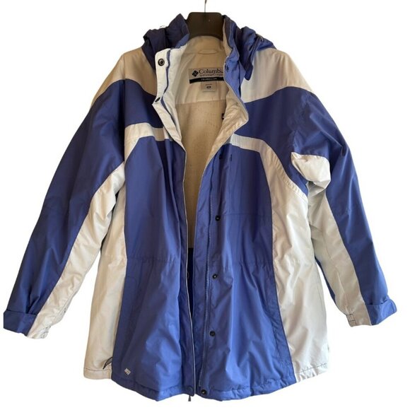 Columbia Women's Winter Jacket Size 1X Waterproof Blue & White - Picture 1 of 14